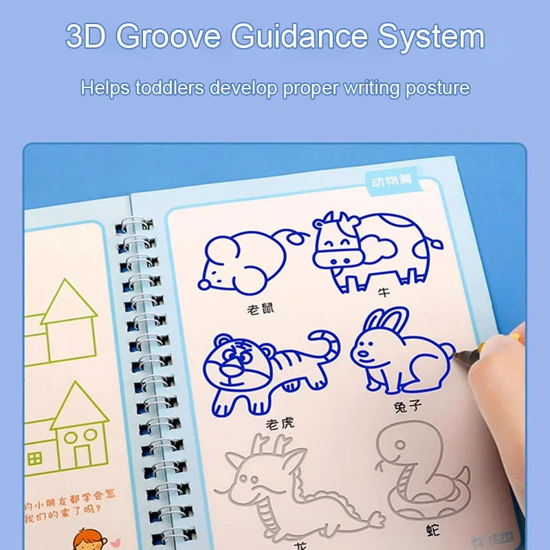 Children's Groove Drawing Book Kindergarten 3-14 Ages Children's Drawing Basic Practice Groove Drawing Book Magic Copybook