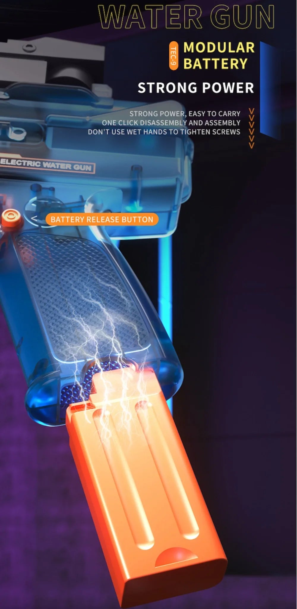 Electric Water Gun Toy Continuous Shooting with Firelight Large Capacity Water Pistol Summer Beach Outdoor Fun Game for Children