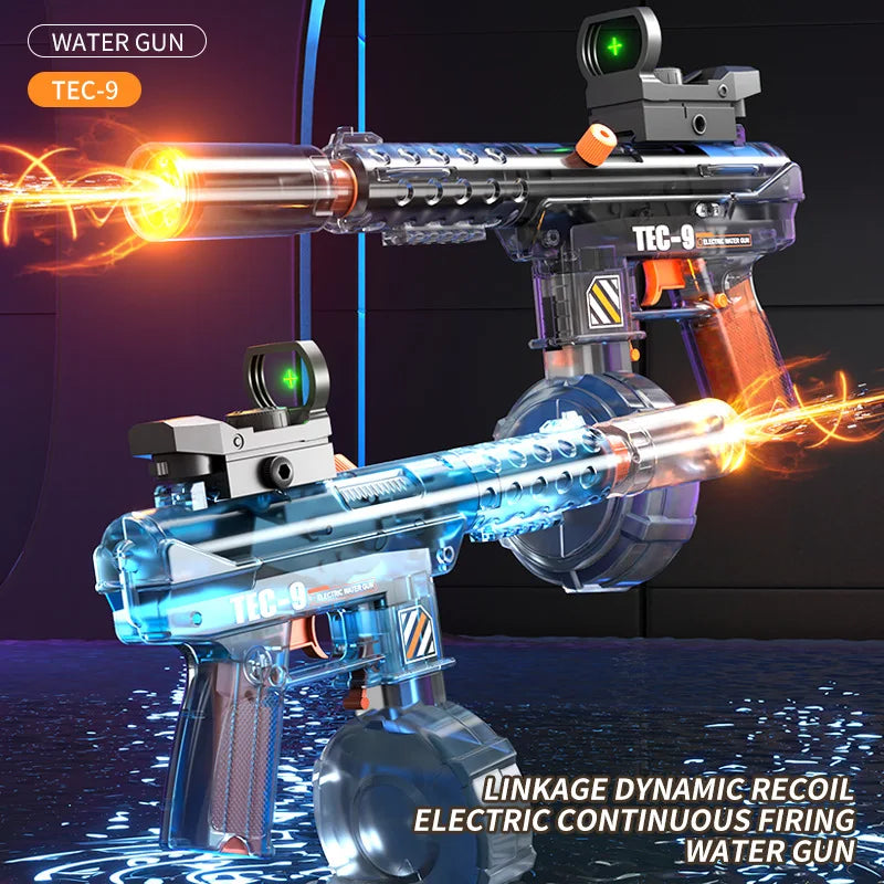 Electric Water Gun Toy Continuous Shooting with Firelight Large Capacity Water Pistol Summer Beach Outdoor Fun Game for Children