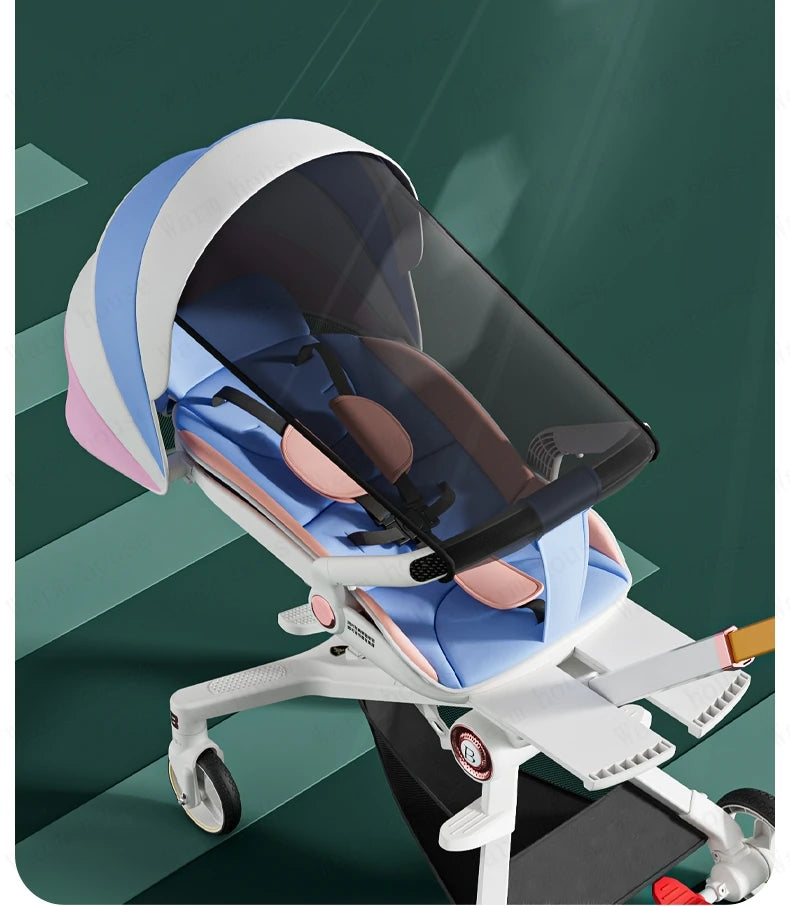 Baby stroller 0 to 3 years High view Shock absorption four wheels stroller folding Can sit or lie down lightweight baby stroller