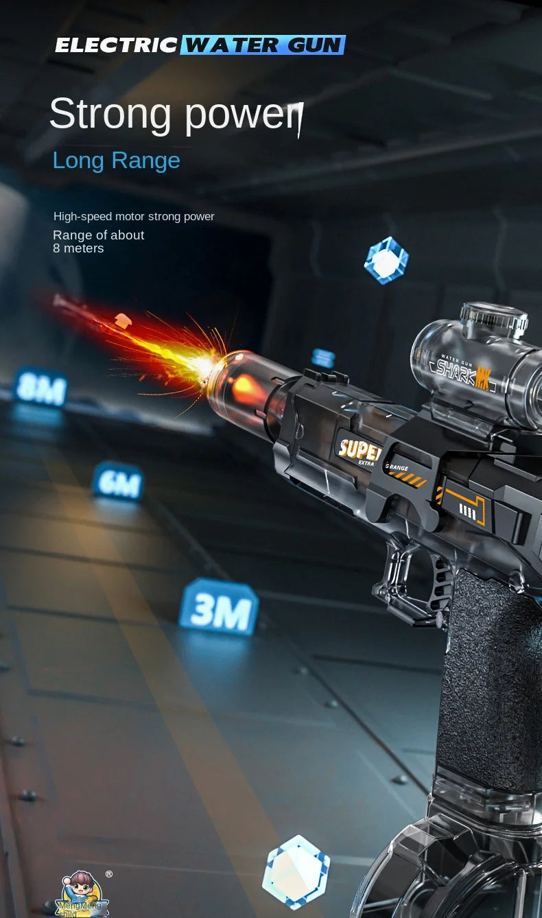 Electric Water Gun With light Sprays Flame Effect Continuously High-pressure Powerful Outdoor Water Gun Toys pistolet na wode