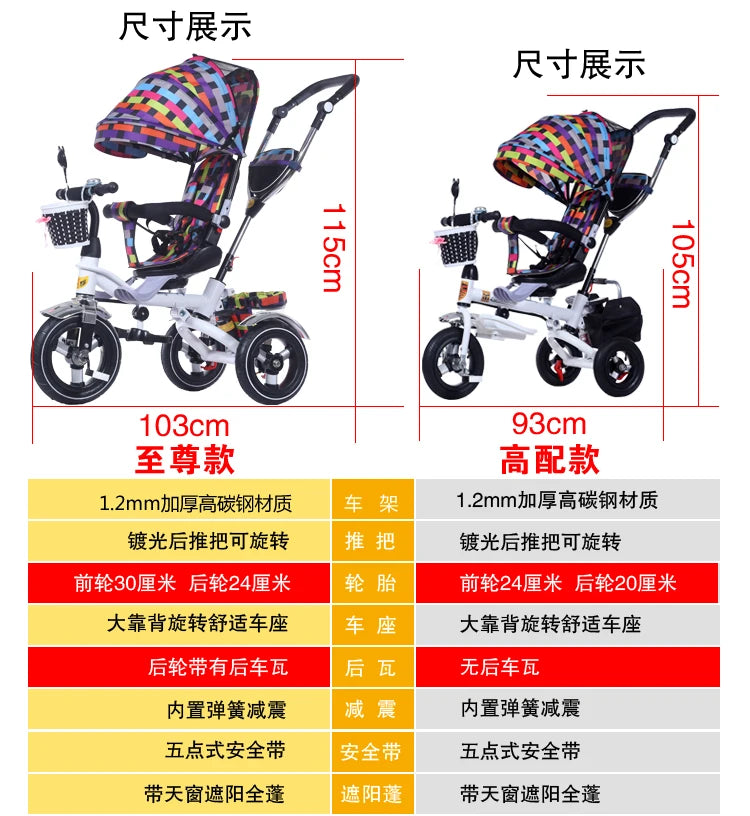 Four-in-one child tricycle baby stroller 1-5 years old baby stroller bicycle