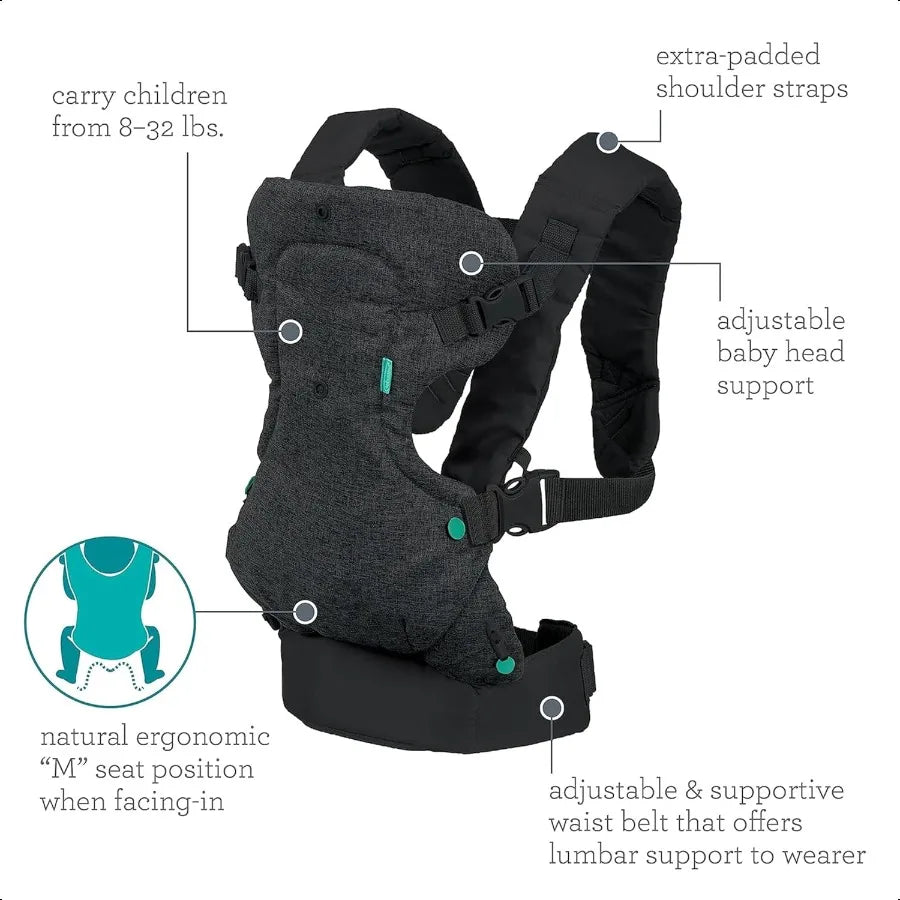 Infantino Flip 4in1 Convertible Baby Carrier Adjustable Ergonomic Babywearing Registry ential Baby Carrier for Newborn to Toddl