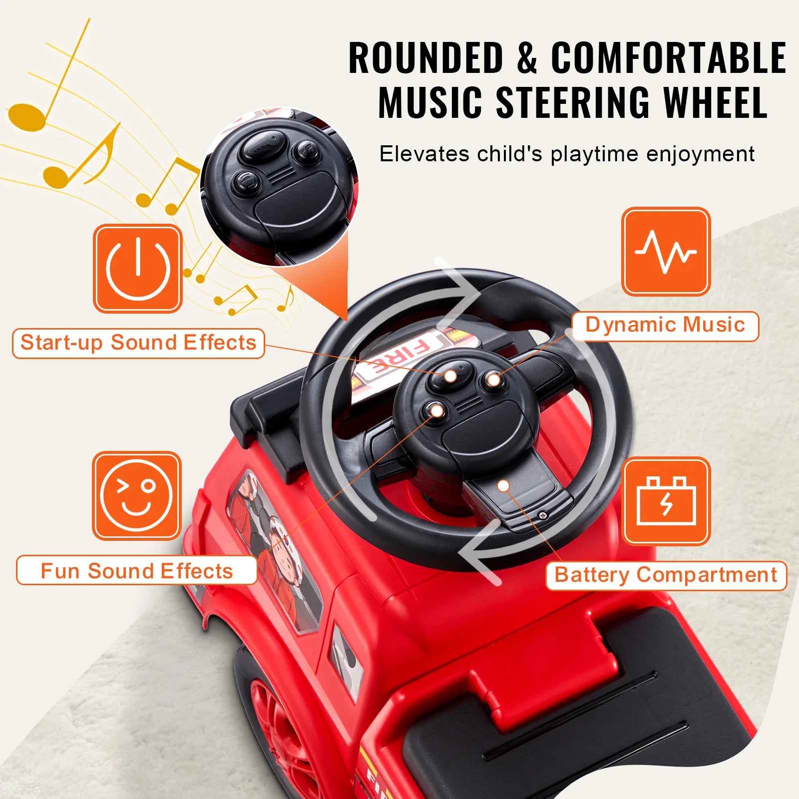 SucceBuy Ride On Push Car Kids Ride On Car with Music Steering Wheel & Under Seat Storage for Toddlers Ages 3-12 Ride Racer