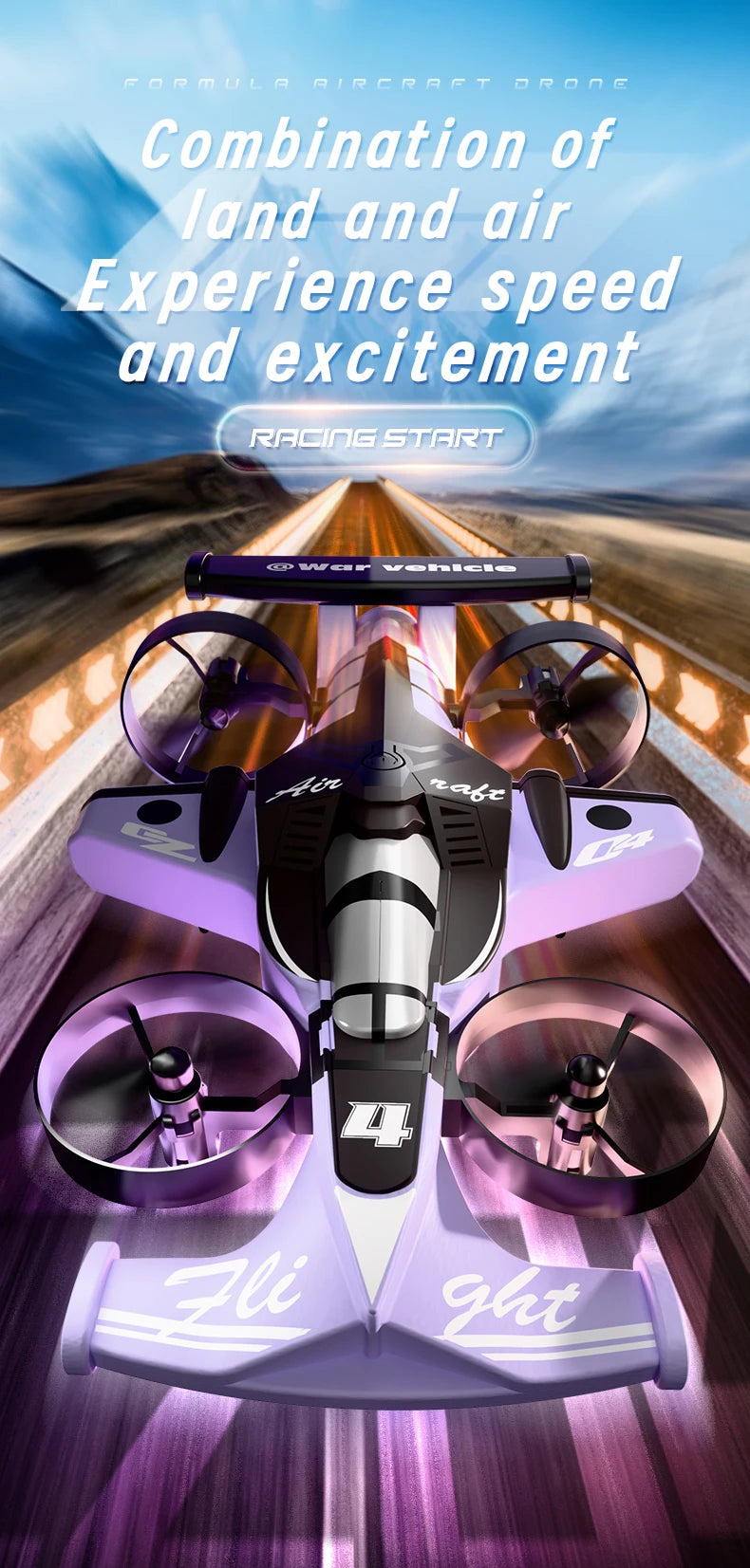 CZ04 Rc Aircraft Amphibious Remote Control Drift Car 360° Roll Headless Mode Land and Air Experience Speed and Excitement Plane