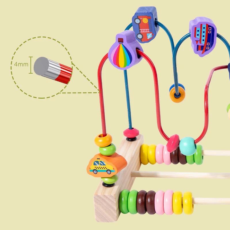 Montessori Toys Wooden Roller Coaster Bead Maze Abacus Math Toys Toddler Early Educational Toys for Kids Children 1-3 Years