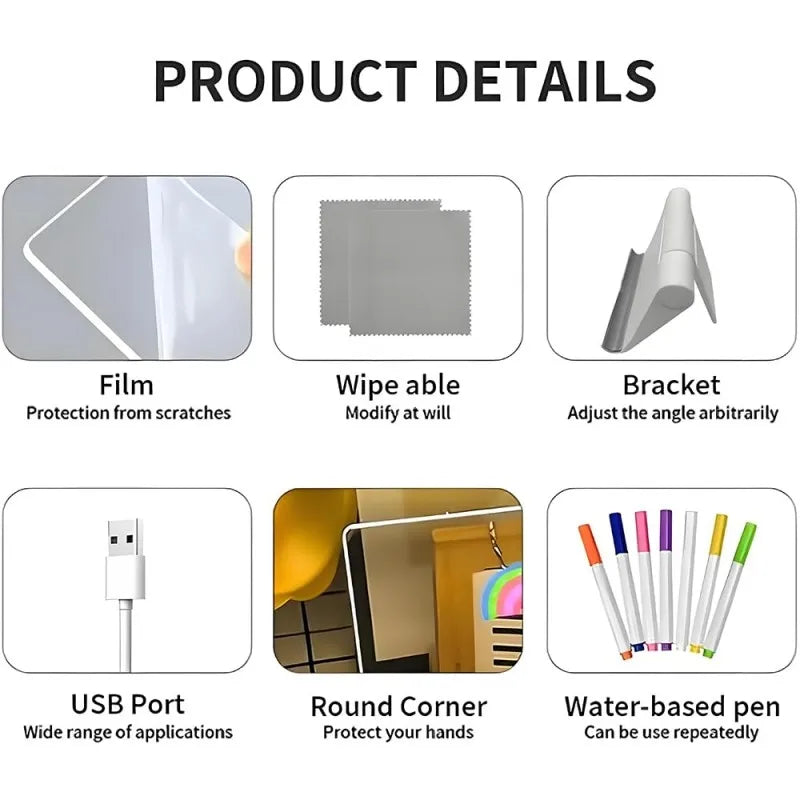 Personalized LED Lamp Acrylic Message Note Board Erasable USB Children‘s Drawing Board Bedroom Night Light Birthday Kids Gift