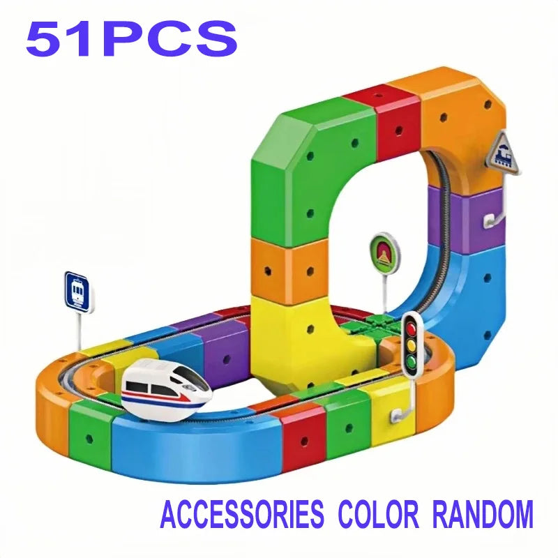 Children Magnetic Rail Car Cube Toys Educational Toy DIY Building Blocks Magical Track Train Gravity Maze Toy Christmas Gifts