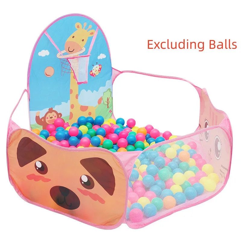 120cm Kids Playpen Playground Baby Tent Ball Pool with Basketball Hoop Children's Tent House Portable Kids Indoor Outdoor Toys