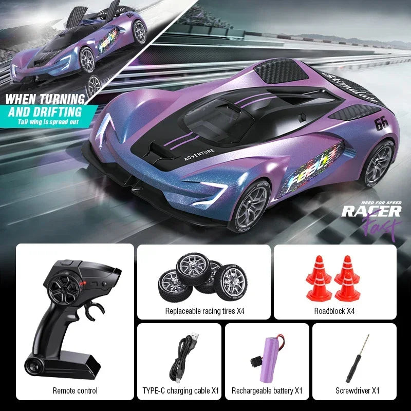 Rc Car 2.4G Radio Controlled Drift Car 20Km/h High-Speed Radio Control Racing Vehicles Winged Sports Car Drive Electric Model