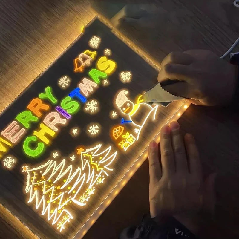 Personalized LED Lamp Acrylic Message Note Board Erasable USB Children‘s Drawing Board Bedroom Night Light Birthday Kids Gift