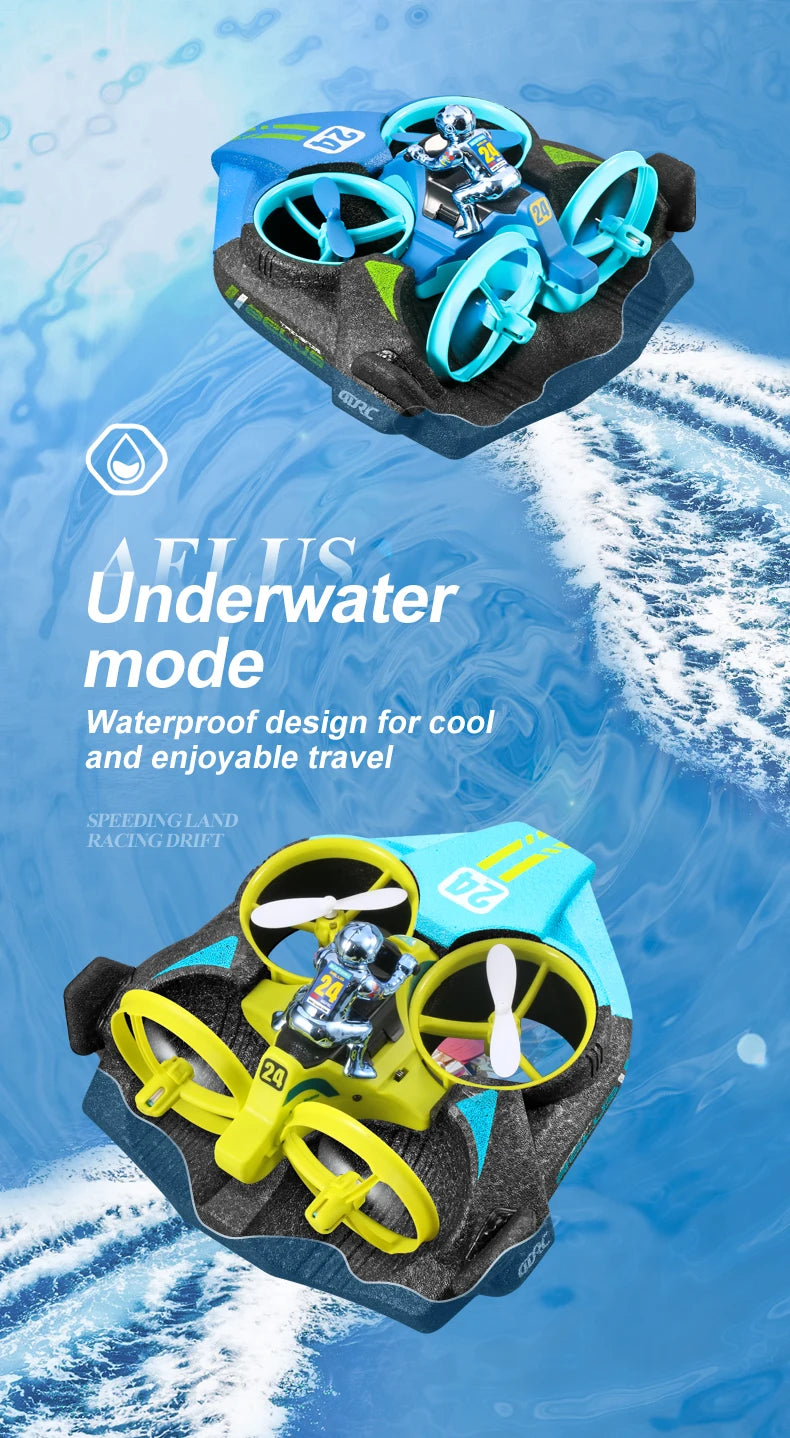 4DRC Mini RC Drone Altitude Hold Headless Mode 3 in 1 Sea Land Air Flight 2.4G Remote Control Quadcopter Boat RC Helicopter Toys