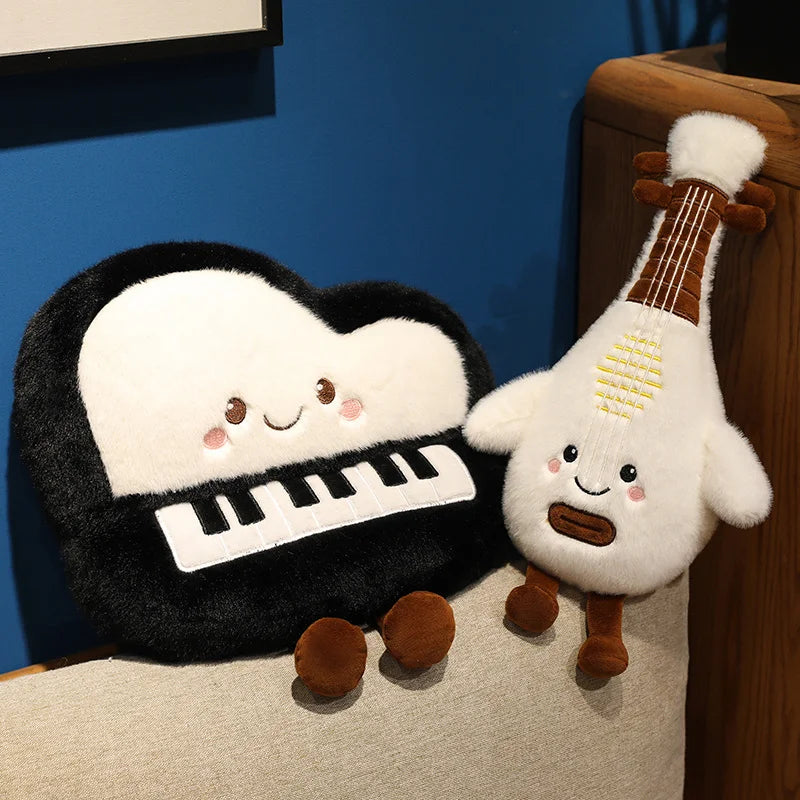 Adorable Musical Plush Toys Soft Violin Guitar Piano Round Drum Stuffed Dolls Instrument Gifts for Kids Music Lover Home Decor