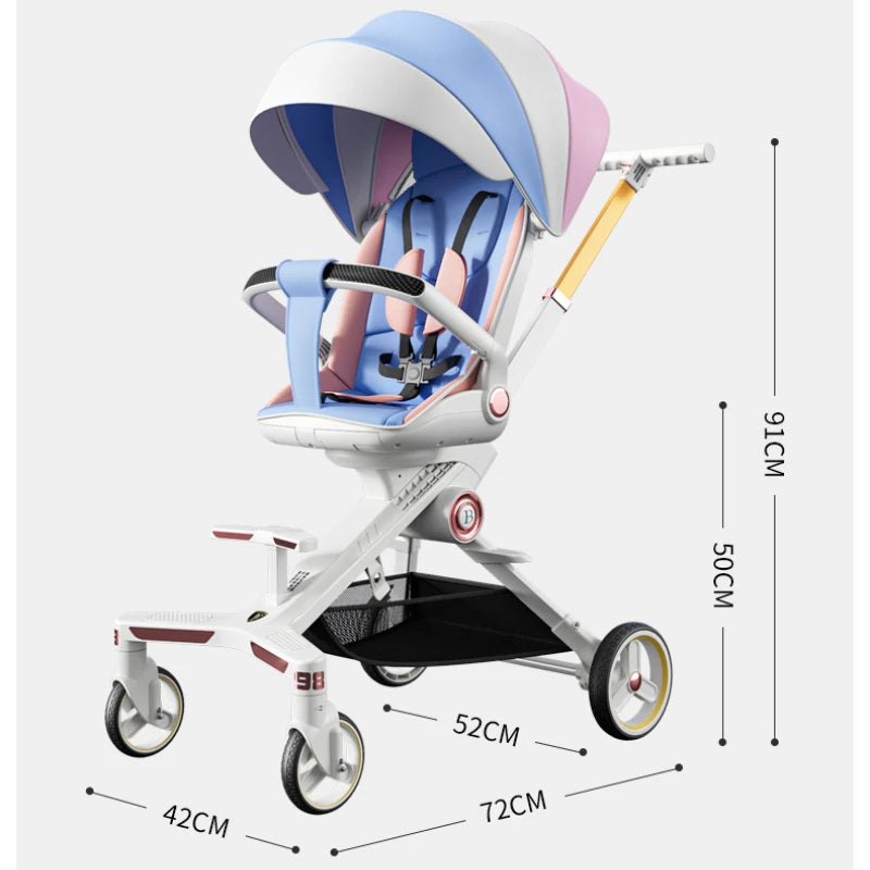 Baby stroller 0 to 3 years High view Shock absorption four wheels stroller folding Can sit or lie down lightweight baby stroller