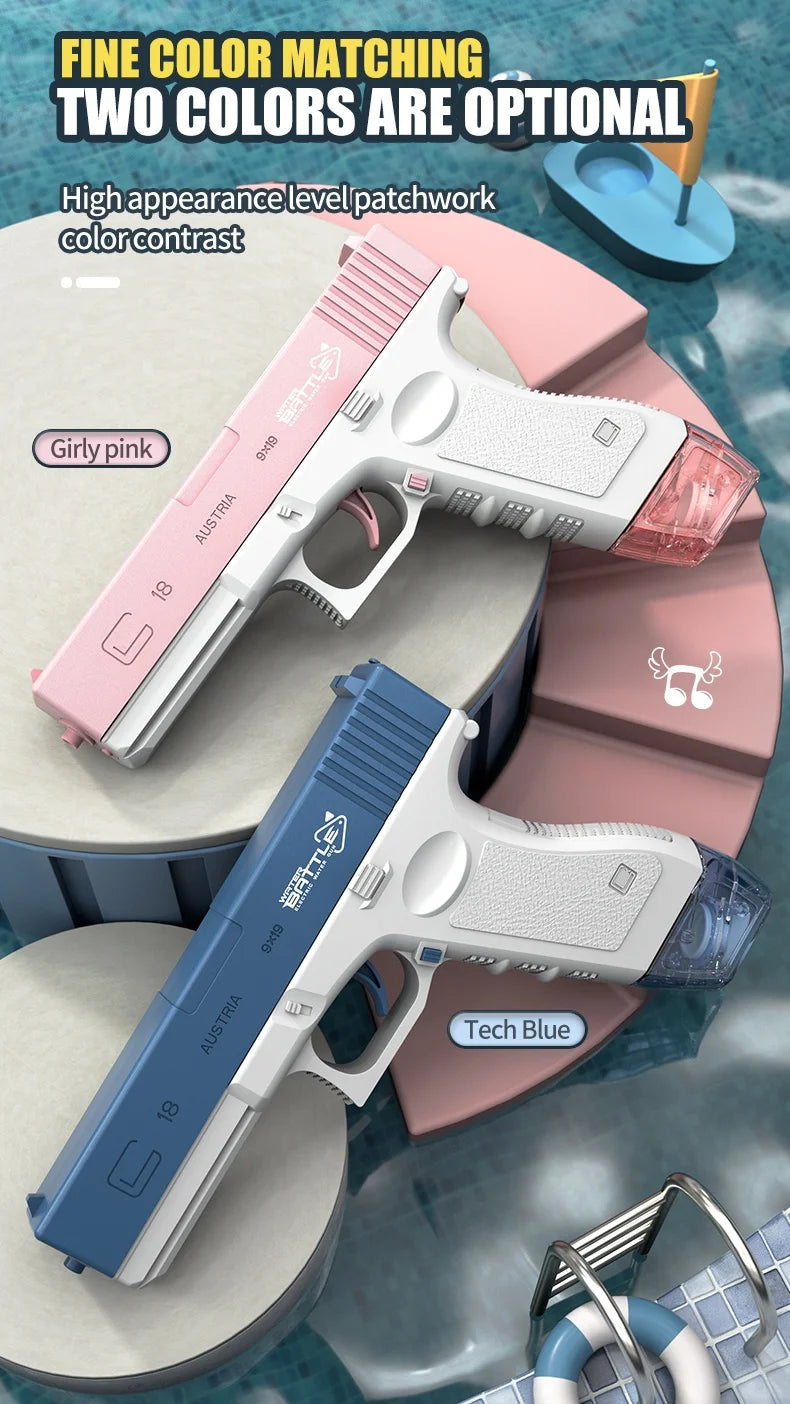 Electric Water Gun Rechargeable Automatic & Manual Spray Gun Capacity Range Up to 32 FT Range for Adults & Kids