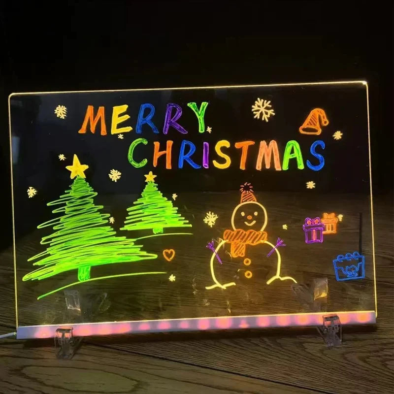 Personalized LED Lamp Acrylic Message Note Board Erasable USB Children‘s Drawing Board Bedroom Night Light Birthday Kids Gift