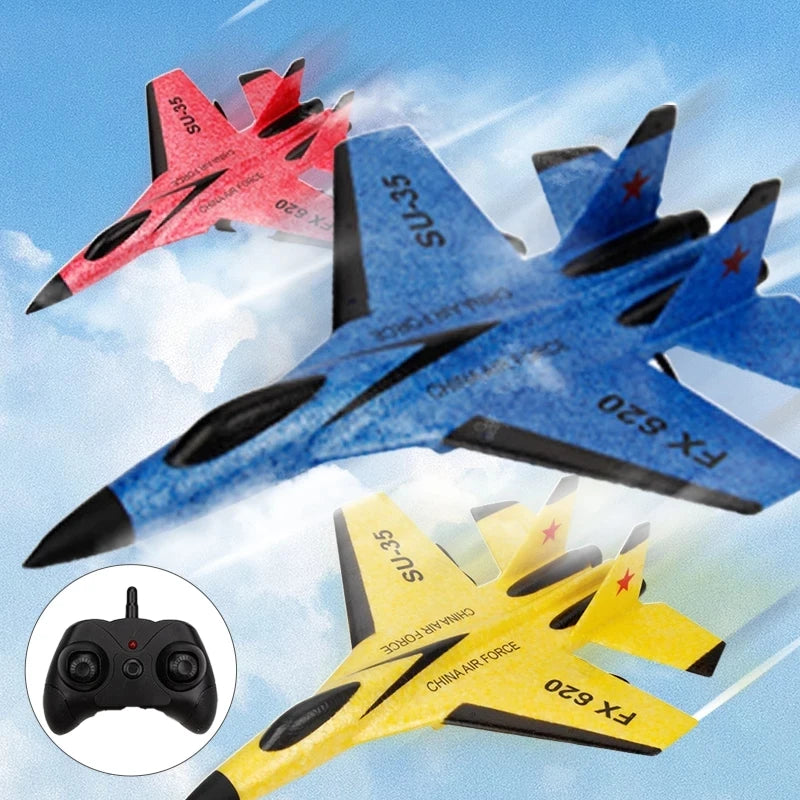 SU35 RC Plane FX620 FX820 2.4G Remote Control Flying Model Glider Airplane With LED Lights Aircraft Foam Toys For Children Gifts