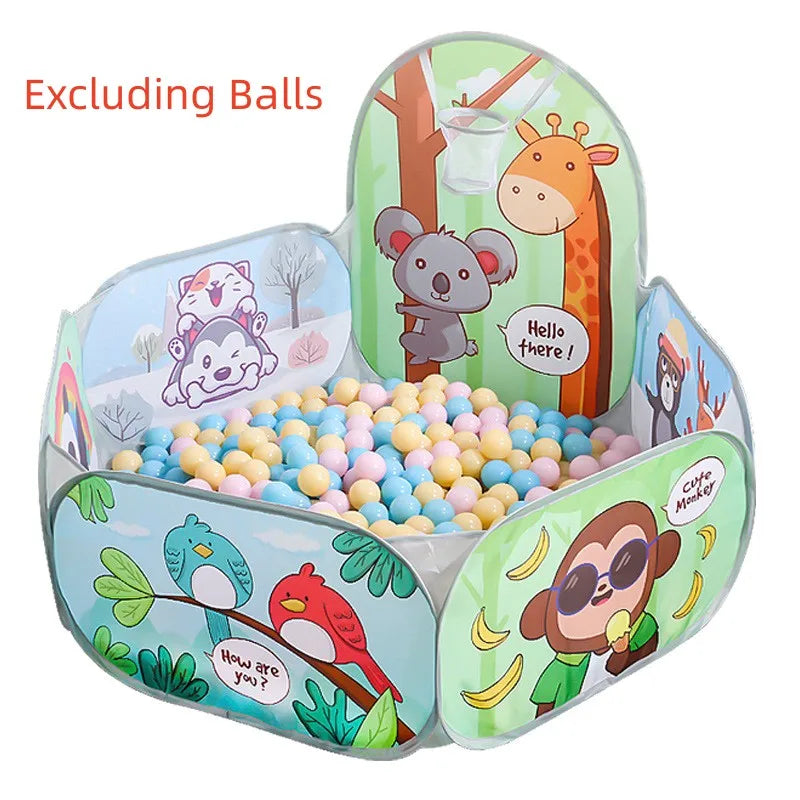 120cm Kids Playpen Playground Baby Tent Ball Pool with Basketball Hoop Children's Tent House Portable Kids Indoor Outdoor Toys