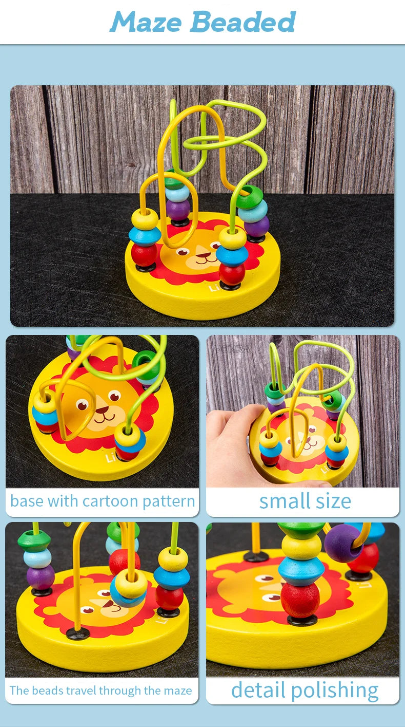 9 in 1 Wooden Montessori Toys Rattle Bell Drum Column Set Musical Instruments Sensory Early Baby Toy Toddler Education