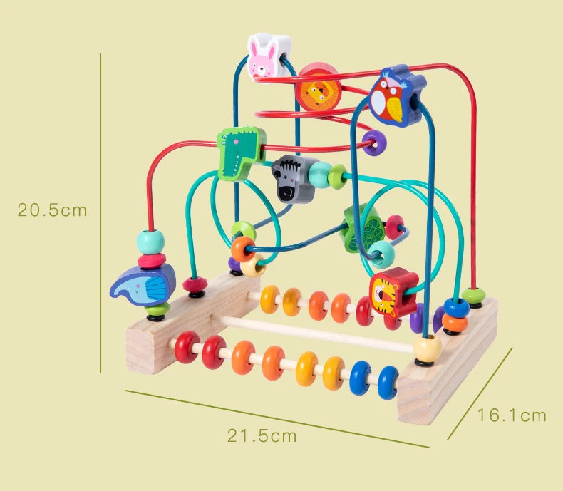 Montessori Toys Wooden Roller Coaster Bead Maze Abacus Math Toys Toddler Early Educational Toys for Kids Children 1-3 Years