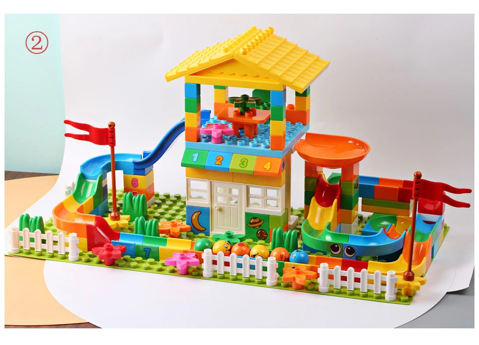 100PCS Big Particle Roof Blocks Compatible City House Big Size Slide Building Blocks Castle Brick Toys For Children