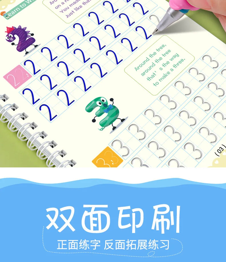 Reusable Magic Copybook Drawing Toys for Children Montessori Pen Control Training Writing Sticker Learning Educational Toy Kids