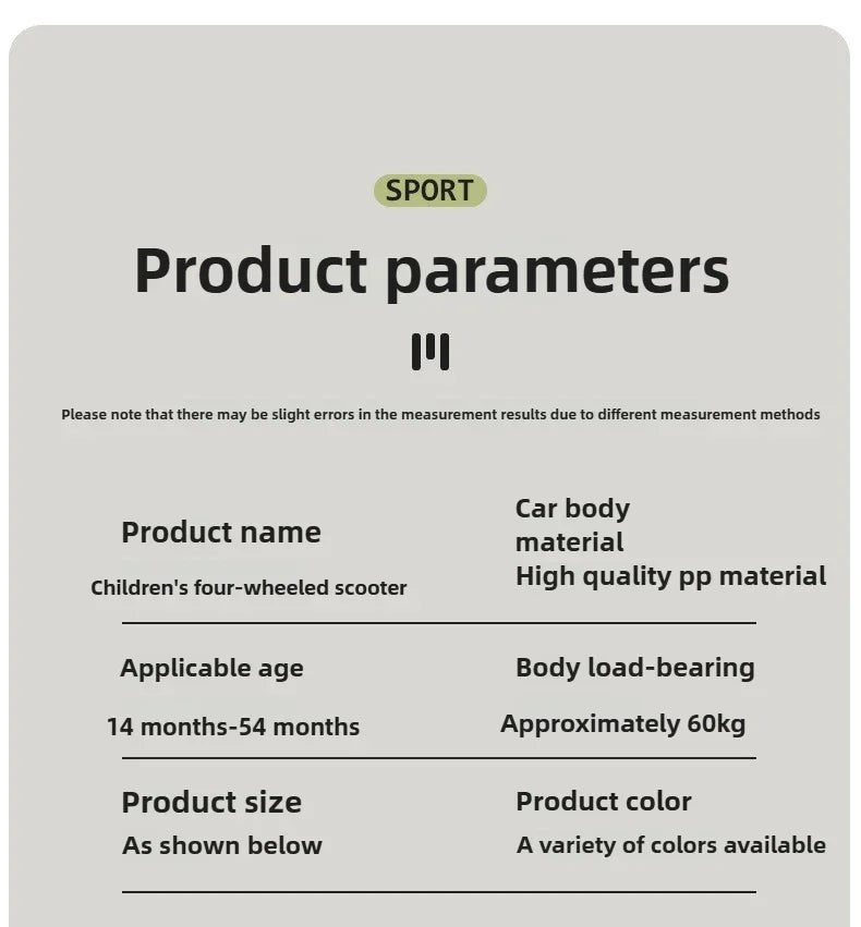 Anti-Tip Baby Balance Bike Ages 1-3 4-Wheel Silent Glider Walker Toy Toddler Training Ride-On with Safety Wheels Indoor Outdoor