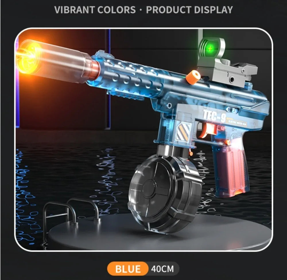 Electric Water Gun Toy Continuous Shooting with Firelight Large Capacity Water Pistol Summer Beach Outdoor Fun Game for Children