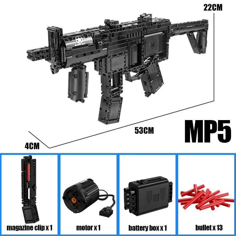 WW2 Military Series Rifle Gun K98 MP5 QBZ95 M4 Desert Eagle Weapon Building Blocks Pistol Machine Can Shoot Bullet Bricks Toys