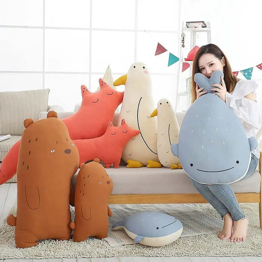 Sofa Cushion Stuffed Toys Soft Pillow Forest Ocean Animal Whale Plush Doll Seabird Plush Pillow Bear Plush Toys Stuffed Animals