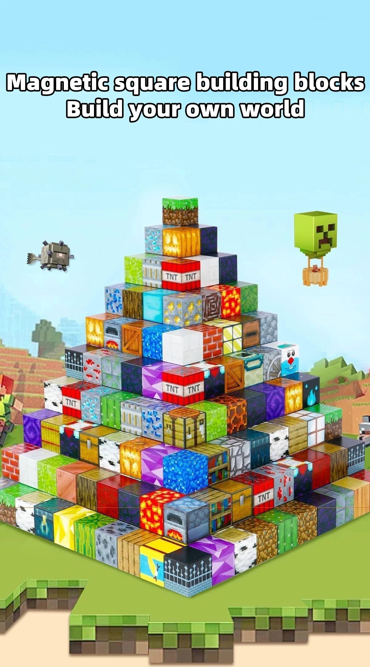 Magnetic Building Blocks Mine World Cube Magnet World Set for Kid Age DIY Model Children Stem Best Montessori Sensory Toy