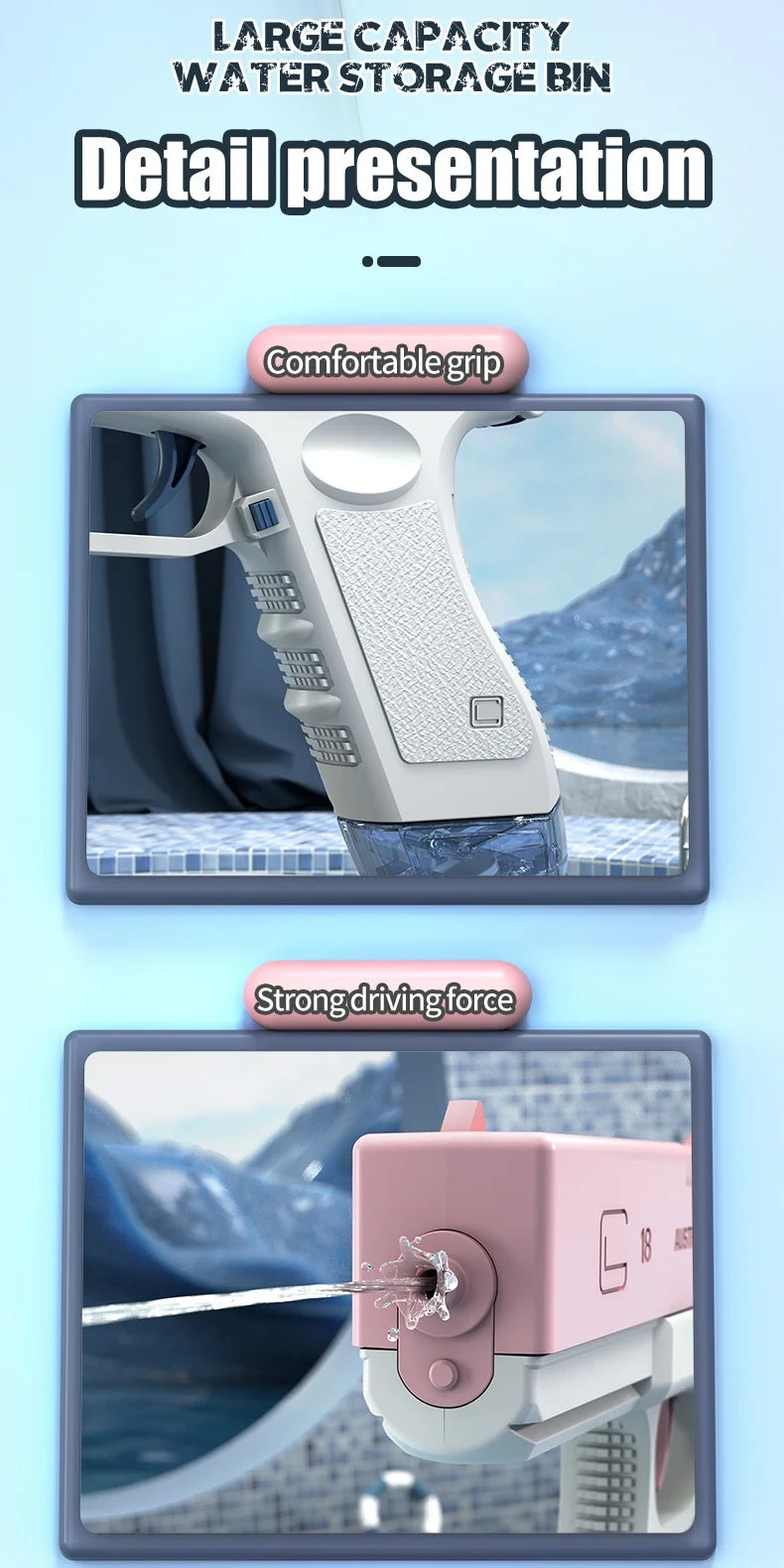 Electric Water Gun Rechargeable Automatic & Manual Spray Gun Capacity Range Up to 32 FT Range for Adults & Kids