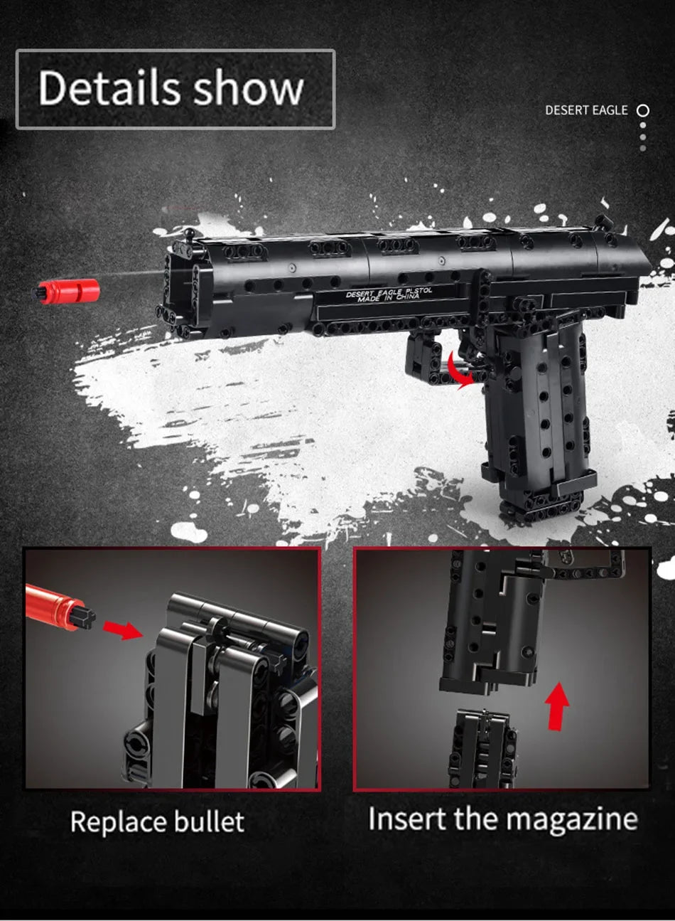 WW2 Military Series Rifle Gun K98 MP5 QBZ95 M4 Desert Eagle Weapon Building Blocks Pistol Machine Can Shoot Bullet Bricks Toys