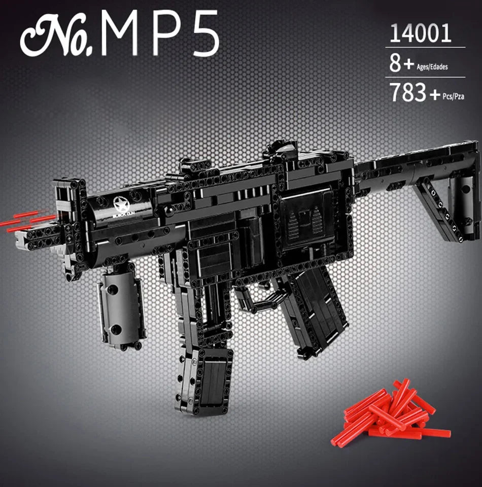 WW2 Military Series Rifle Gun K98 MP5 QBZ95 M4 Desert Eagle Weapon Building Blocks Pistol Machine Can Shoot Bullet Bricks Toys