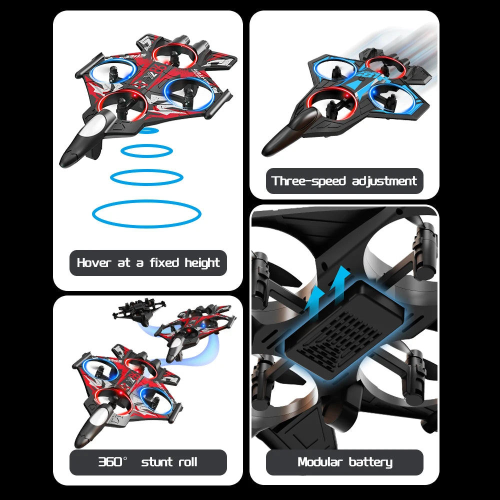 YL86 RC Plane with Camera Helicopter Three speed switching Aircraft Rolling at 360 °Fighter Hover at fixed height RC Drone Toys