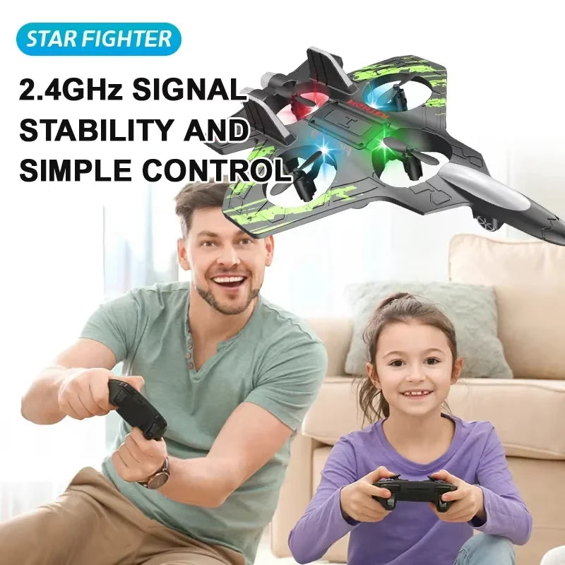 2.4G remote control fighter electric foam glider stunt tumbling UAV hovering helicopter with LED colorful lights aircraft model
