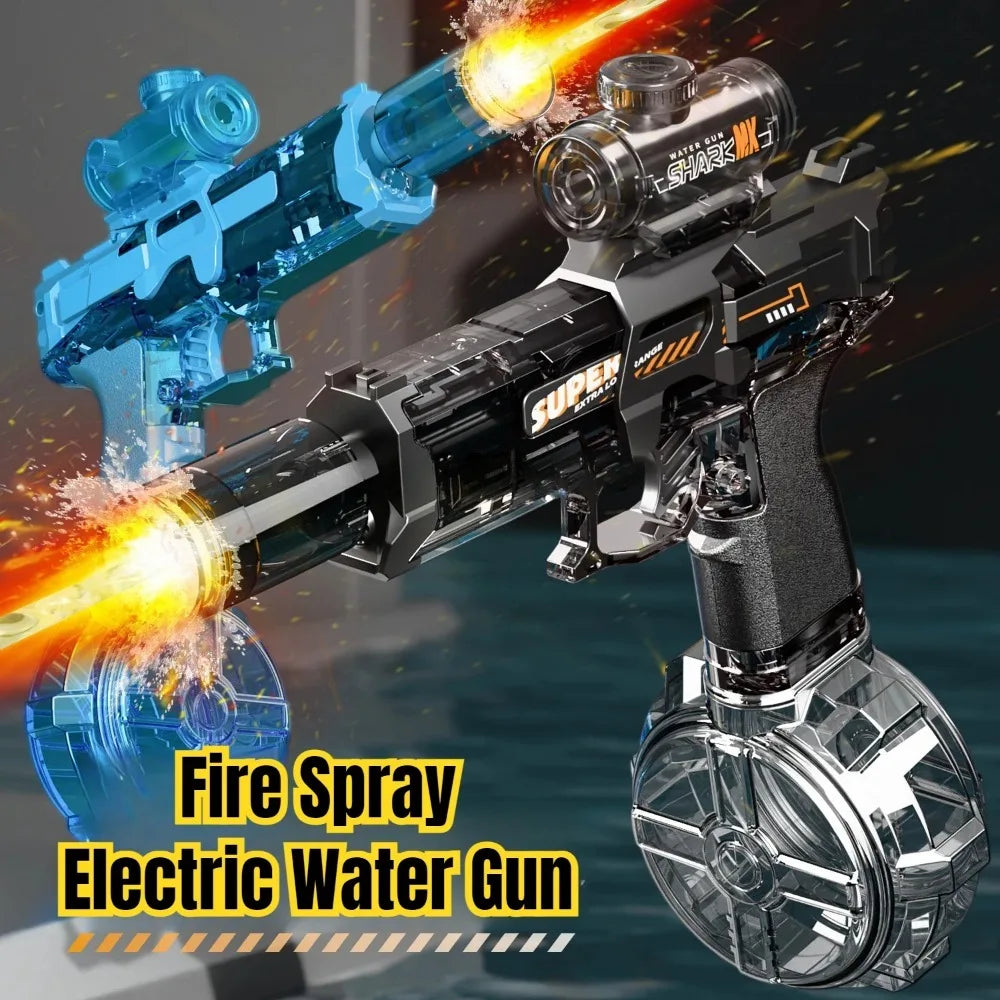 Electric Water Gun Toy Continuous Shooting with Firelight Large Capacity Water Pistol Summer Beach Outdoor Fun Game for Children