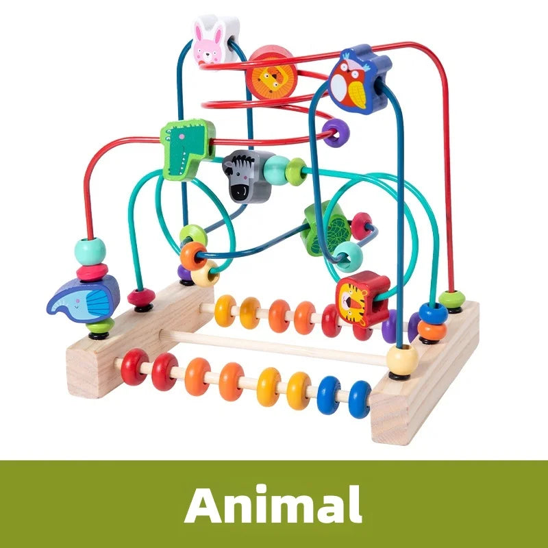 Montessori Toys Wooden Roller Coaster Bead Maze Abacus Math Toys Toddler Early Educational Toys for Kids Children 1-3 Years