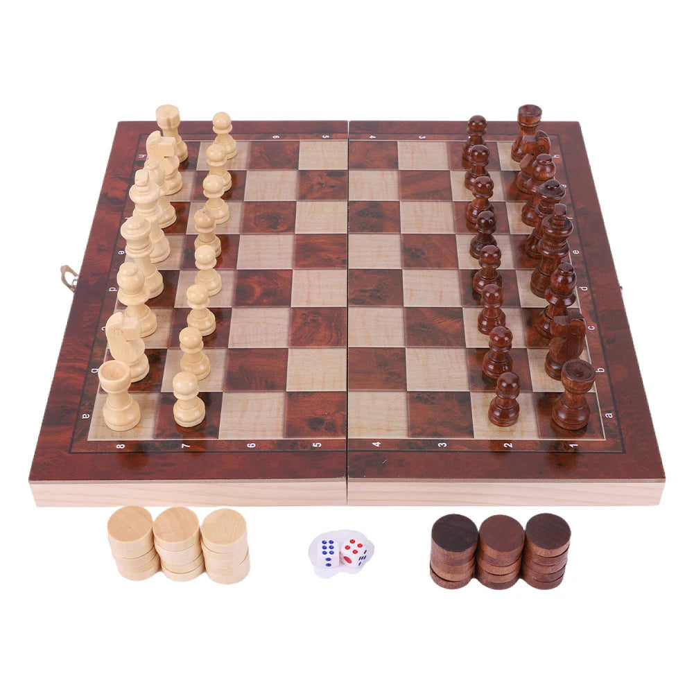 29x29cm Large Chessboard Developing Strategic Thinking 3 in 1 Chess Chekers Backgammon Foldable Chess Board for Kids Adults