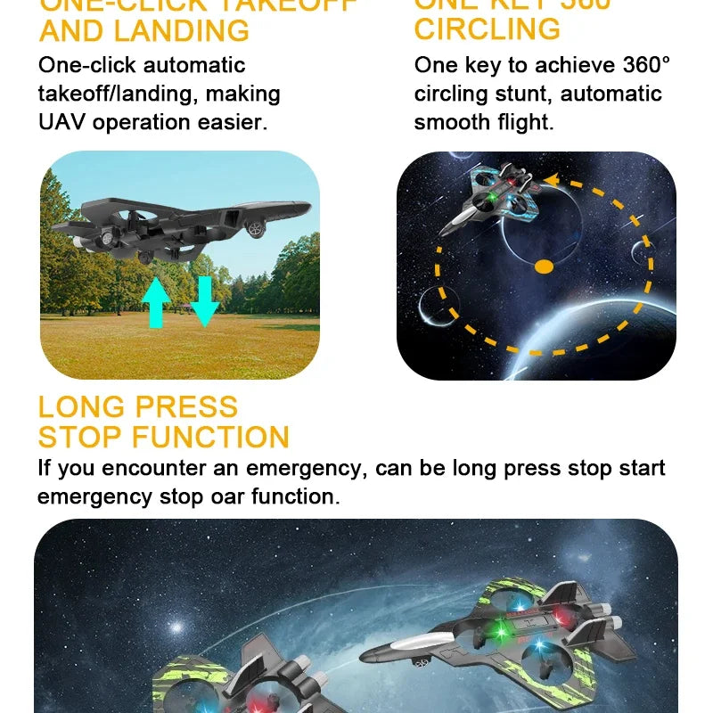 2.4G remote control fighter electric foam glider stunt tumbling UAV hovering helicopter with LED colorful lights aircraft model