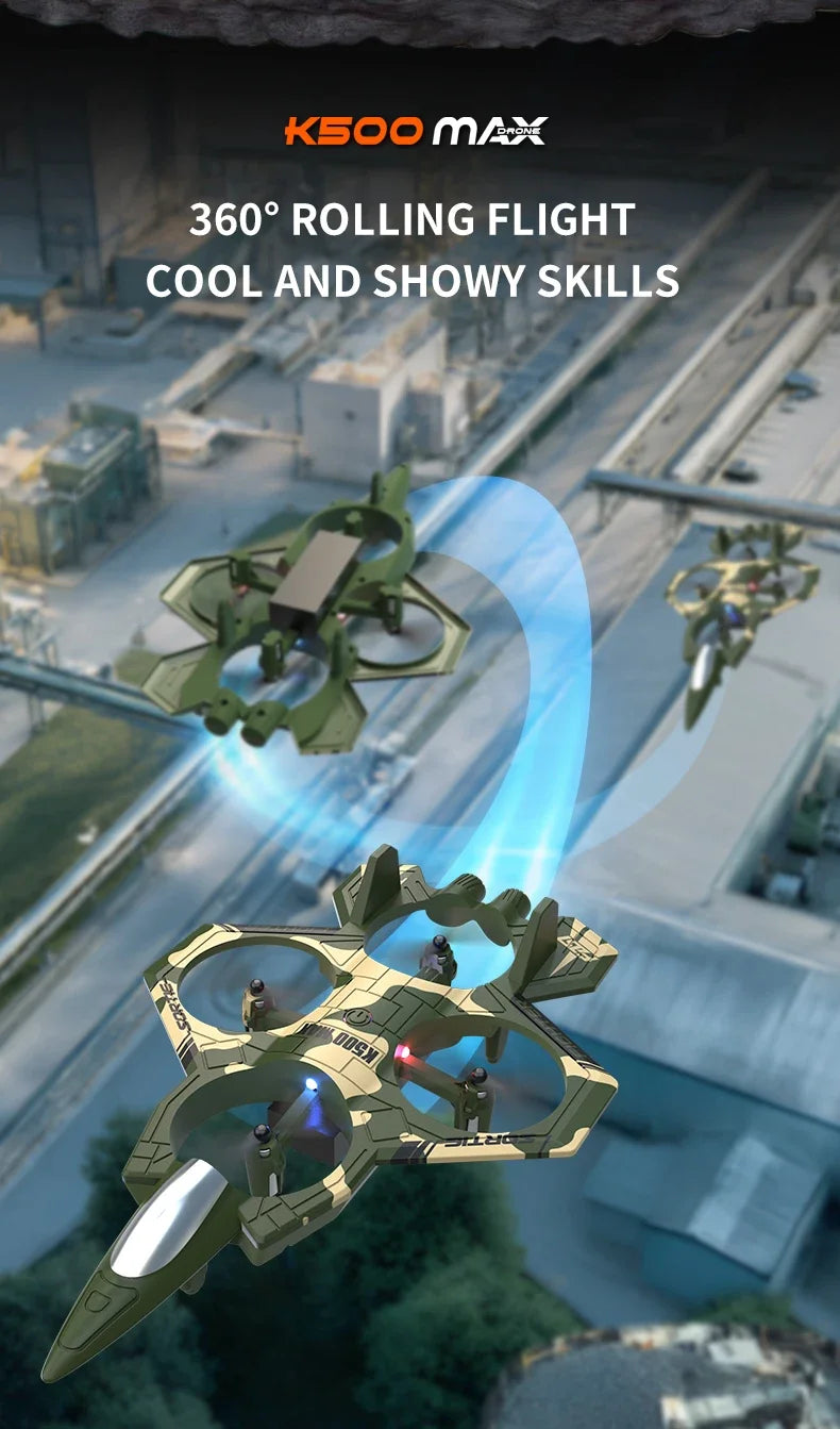 K500 MAX RC Plane Fighter 2.4G Remote Control Stunt Glider 360 ° Rolling Flight Flying EPP Foam Airplane with LED Toys for Kids