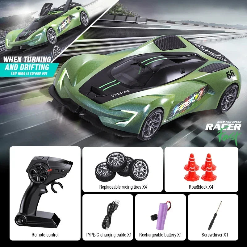 Rc Car 2.4G Radio Controlled Drift Car 20Km/h High-Speed Radio Control Racing Vehicles Winged Sports Car Drive Electric Model