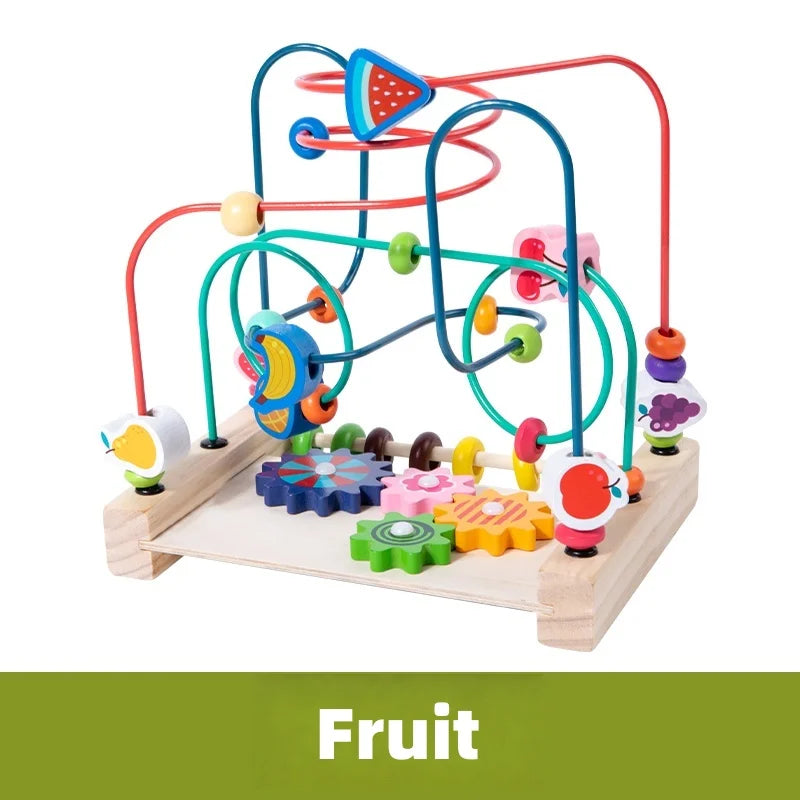 Montessori Toys Wooden Roller Coaster Bead Maze Abacus Math Toys Toddler Early Educational Toys for Kids Children 1-3 Years