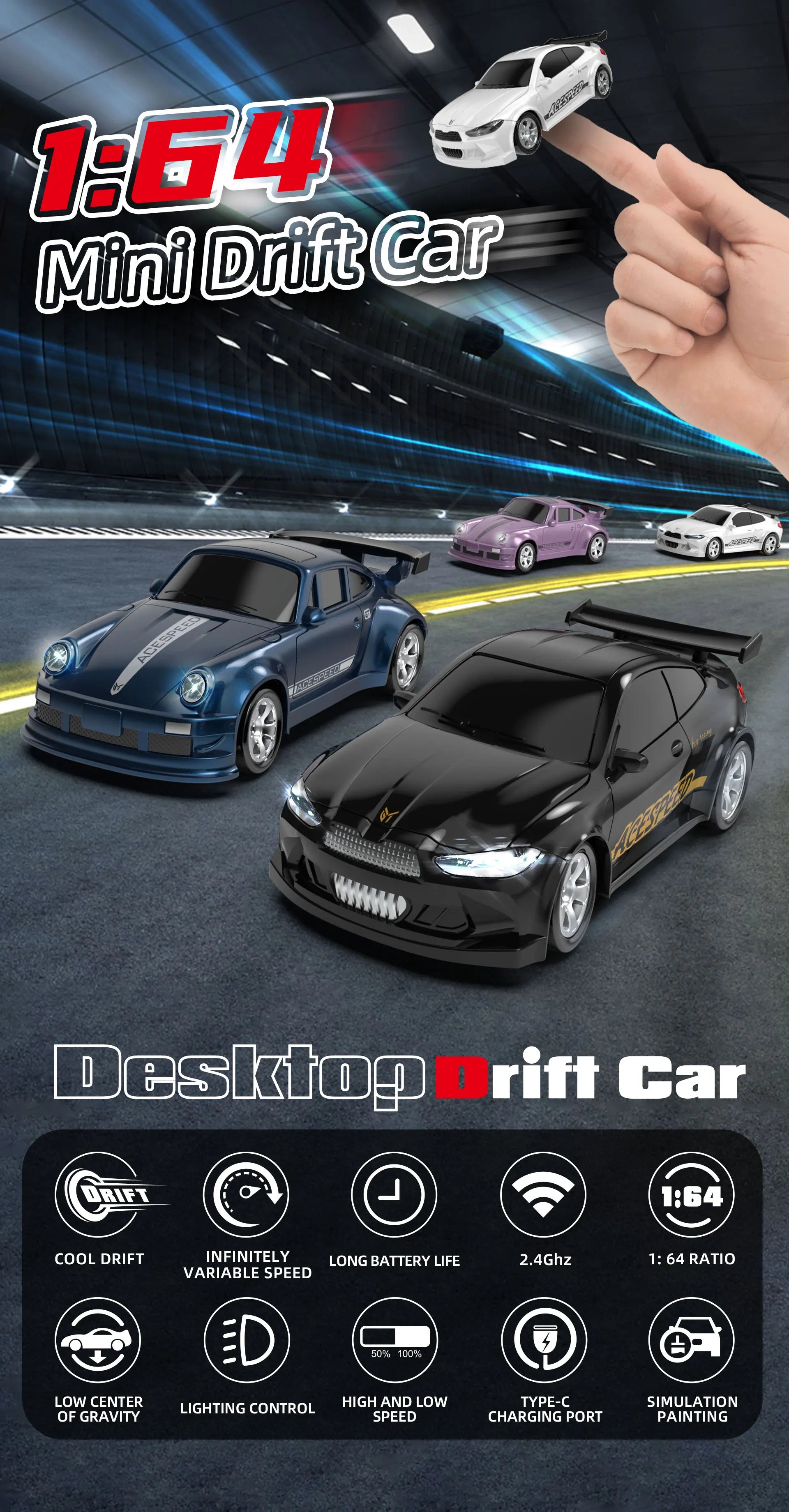 1/64 2.4g 4wd Fqd23/Fqd25 Rc Car Mini High Speed Racing Car Remote Control Drift Simulation Car Model Toy For Kids Gifts