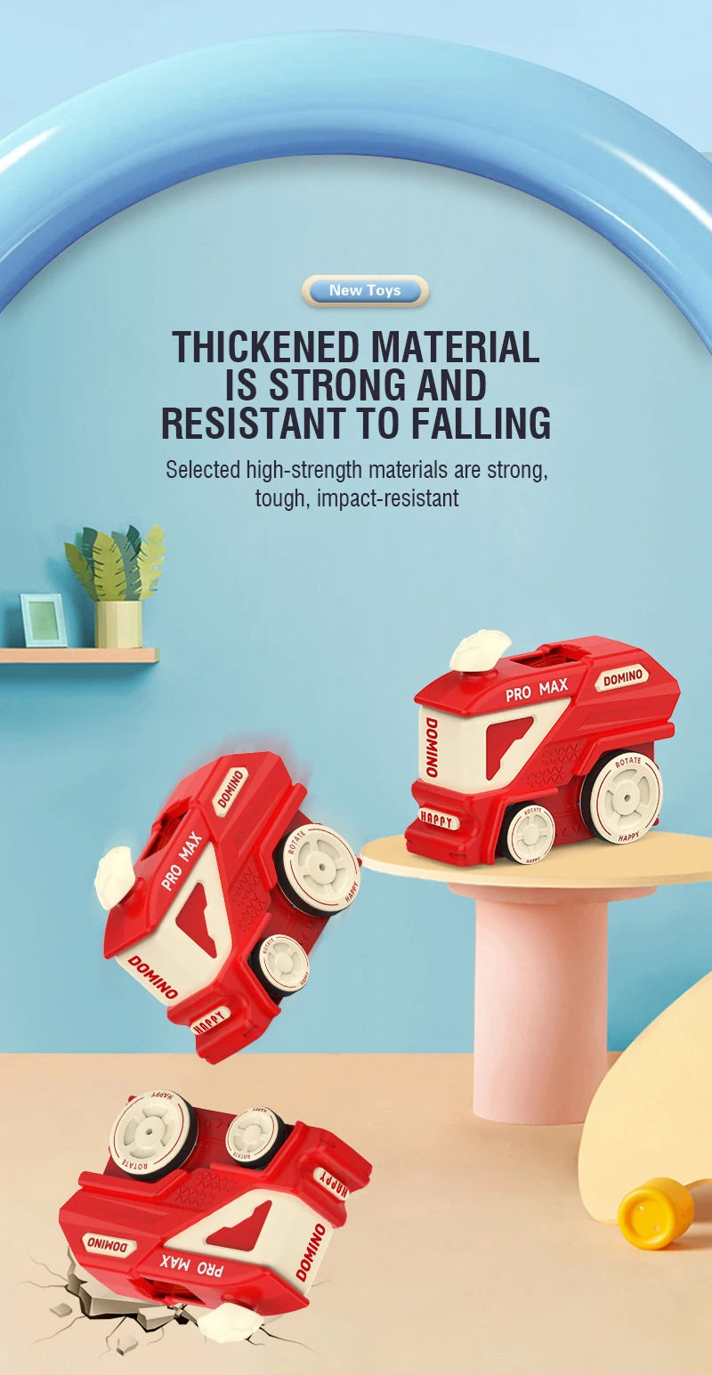 Automatic Domino Train with 60 Dominos Montessori Early Educational STEM Toys Train DIY Building Blocks Christmas Birthday Gift