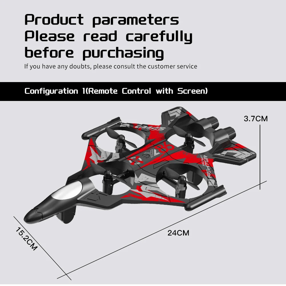 YL86 RC Plane with Camera Helicopter Three speed switching Aircraft Rolling at 360 °Fighter Hover at fixed height RC Drone Toys