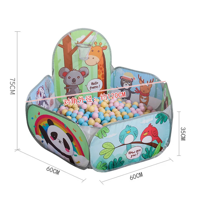120cm Kids Playpen Playground Baby Tent Ball Pool with Basketball Hoop Children's Tent House Portable Kids Indoor Outdoor Toys