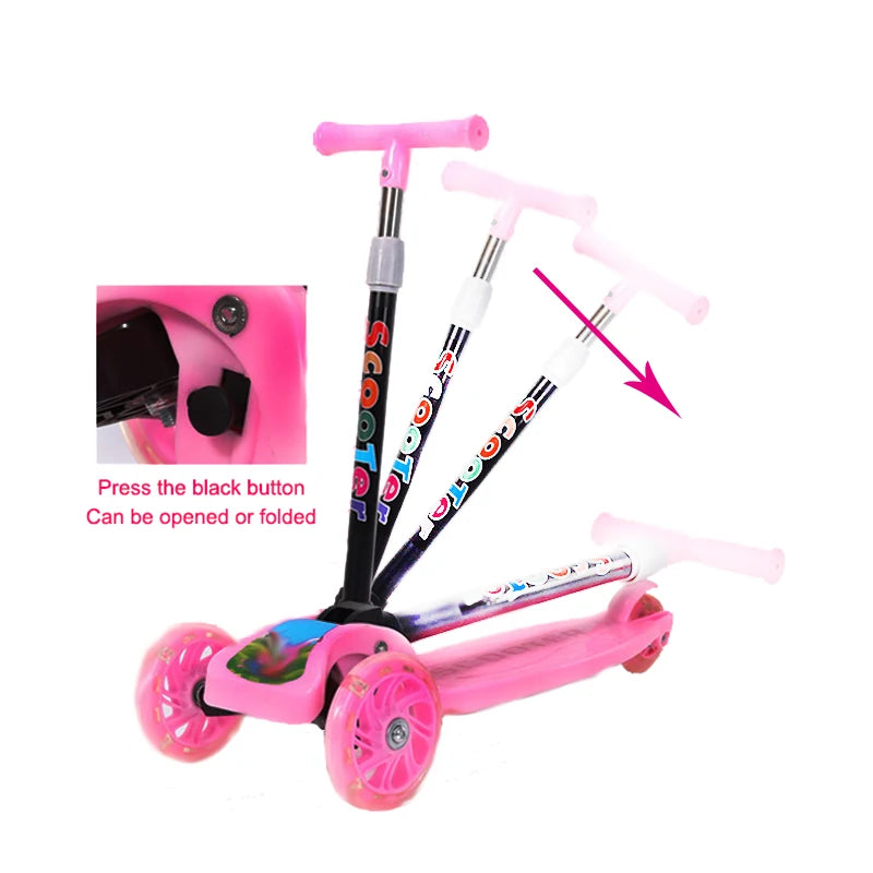 Kids Scooter Silent wheel Light up toys Wear resistant wheel Children's car toy 3 heights Portable Kids gift Sport toy Bicycle