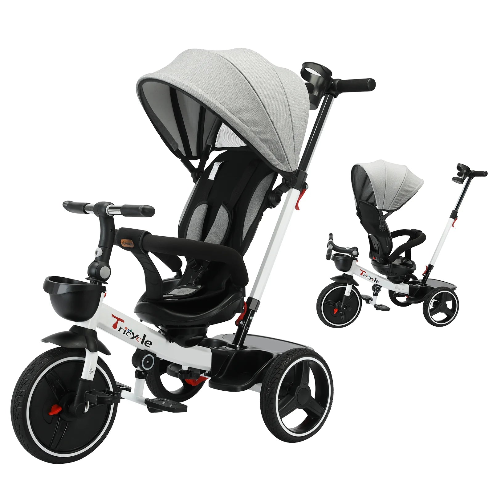 Ubravoo Baby Stroller Tricycle Ride Bike , 5-in-1, Adjustable Canopy, Sitting & Lying,Celerity Disassembly & Assembly,1-5 Years