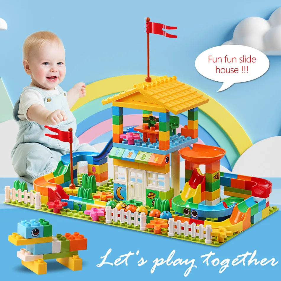 100PCS Big Particle Roof Blocks Compatible City House Big Size Slide Building Blocks Castle Brick Toys For Children